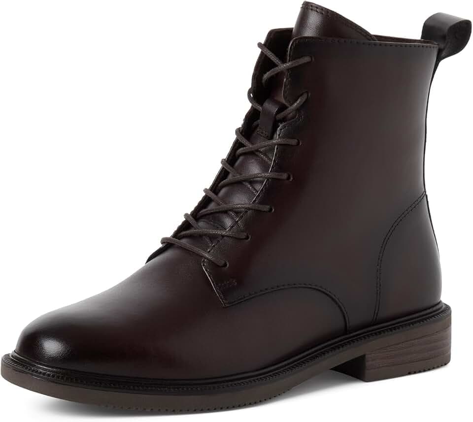 MARCO TOZZI Damen Stiefeletten zum Schnüren mit Lederanteil Blockabsatz