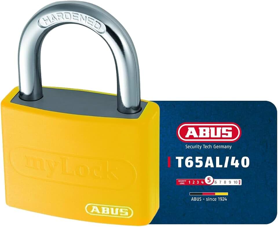ABUS Vorhängeschloss T65AL/40 myLOCK - beschreibbar, Aluminium, Gelb