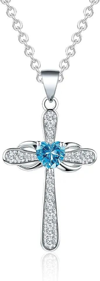 Infinity Cross Heart Birthstone Necklace Women