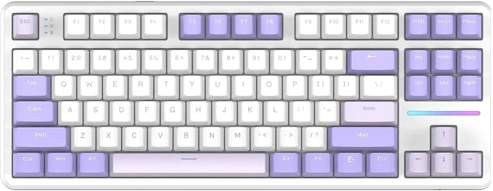 MANBASNAKE X Attack Shark X87 Wireless Mechanical Keyboard, Hot Swappable Gasket Custom Gaming Keyboard RGB Backlit, Bluetooth/2.4GHz/USB-C with 4000mAh Battery (Purple)