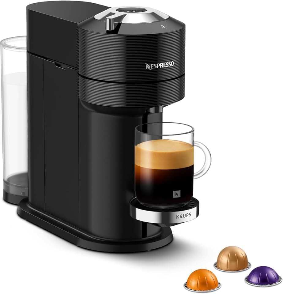 Krups XN910B Nespresso Vertuo Next Premium Kaffeemaschine | 1,1 L Wassertank | Kapselerkennung durch Barcode | 6 Tassengrößen | Power-Off Funktion | 54% aus recyceltem Kunststoff | Klassisches Schwarz
