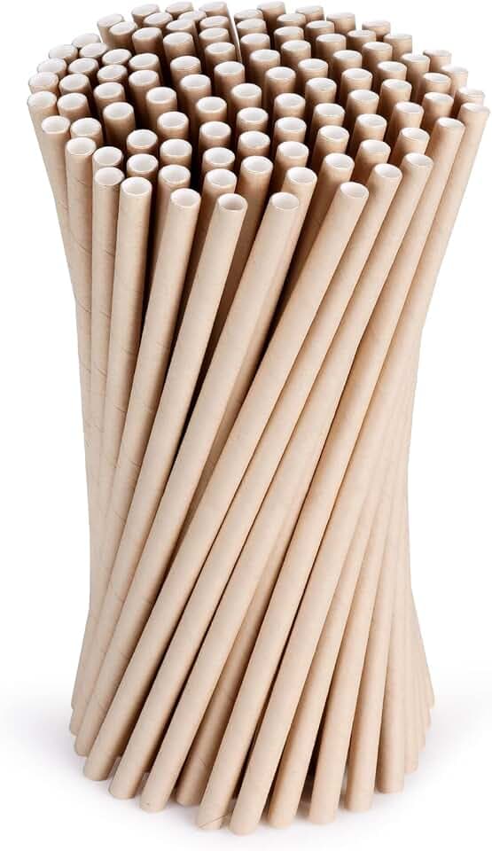 Vicloon Biologisch Abbaubare Strohhalme, Braun, Geeignet für Partys und Anlässe, 100 PCS