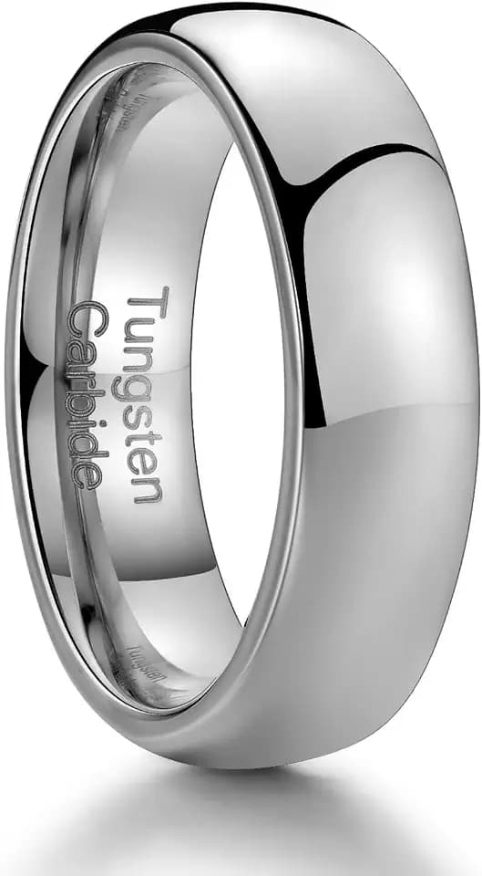 Tungsten Rings for Men, Men's Wedding Bands in Gold, Black, and Silver, 4mm, 6mm, 8mm Sizes, Mens Tungsten Wedding Bands with Comfort Fit and Polished Beveled Edge