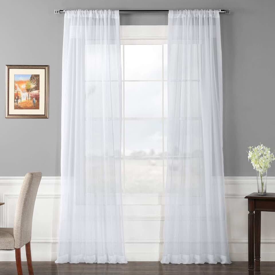 HPD Half Price Drapes SHCH-VOL1-96-PR Solid Voile Poly Sheer Curtain Pair (2 Panels), 50 X 96, White