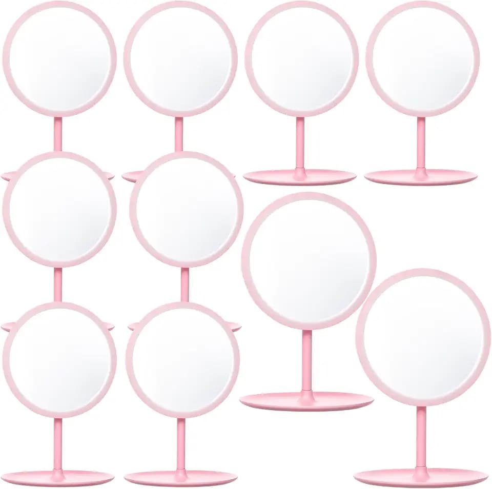 MAQUITA 10 Pcs Spa Party Mirrors Spa Party Supplies Desk Mirror Bulk Mirror for Sleepover Favors Makeup Mirrors for Sleepover Slumber Birthday Favors Gift (Pink)