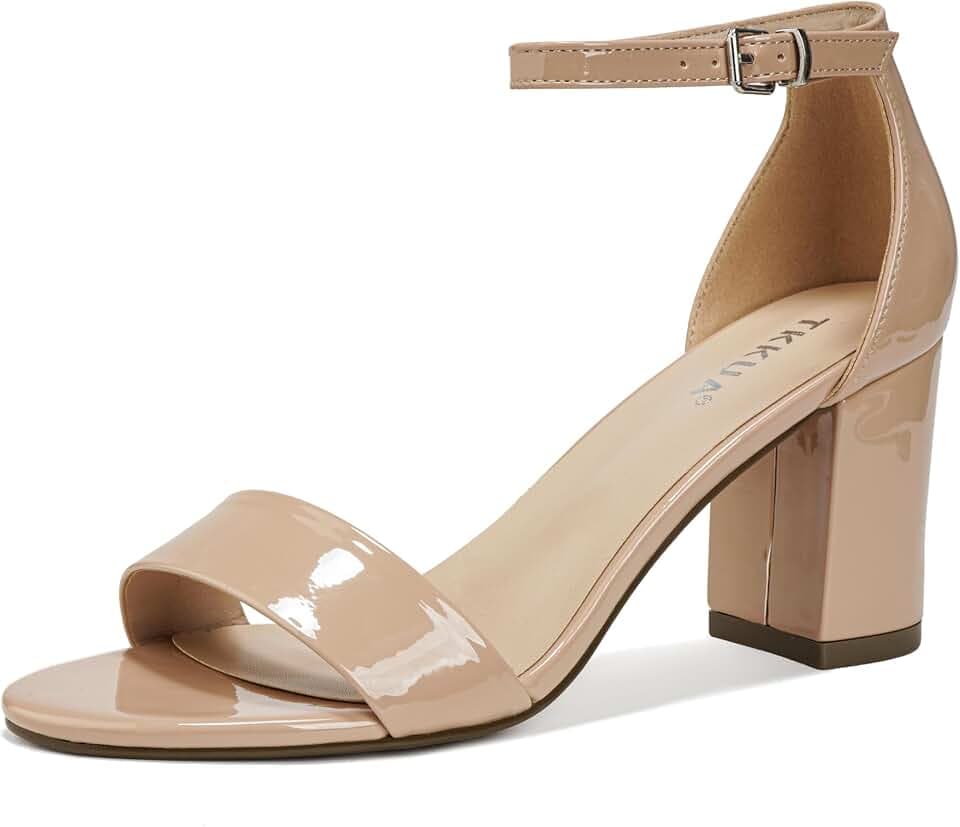 Women's 3 Inch Block Heel Sandals, Open Toe Ankle Strap Dress Shoes for Wedding Party