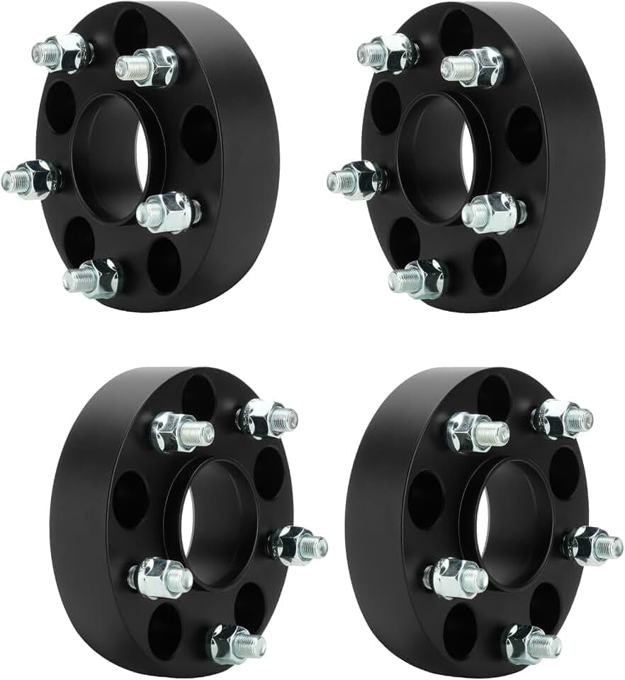 5x5 (5x127mm) Hubcentric Wheel Spacers with 71.5mm Bore, 1.5 inch (38.1mm) 1/2-20 Studs for 2005-2010 Jeep Grand Cherokee, 2006-2010 Jeep Commander, 2007-2018 Jeep Wrangler, 5 Lug Rim Adapters 4pcs