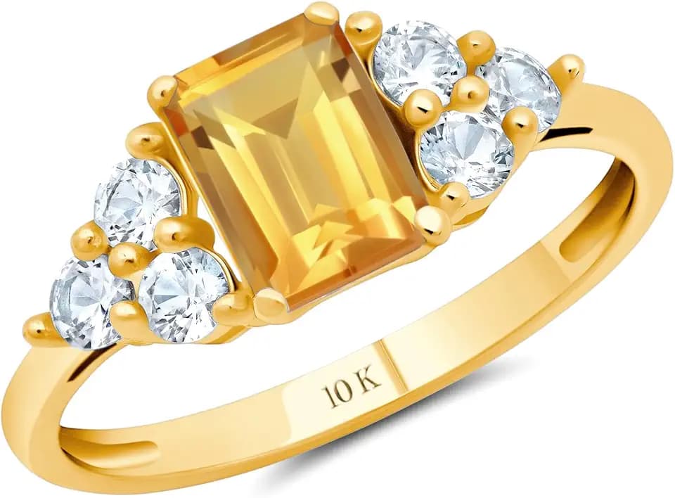 10K White or Yellow Gold Cocktail Gemstone Rings for Women Size 5 to 9