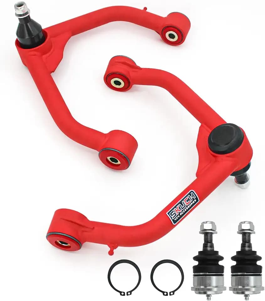 2-4" Lift Front Upper Control Arm for 2009-2024 Ram 1500/Classic, PU Bushings, 2 Replacement Ball Joints, Wrinkle Red