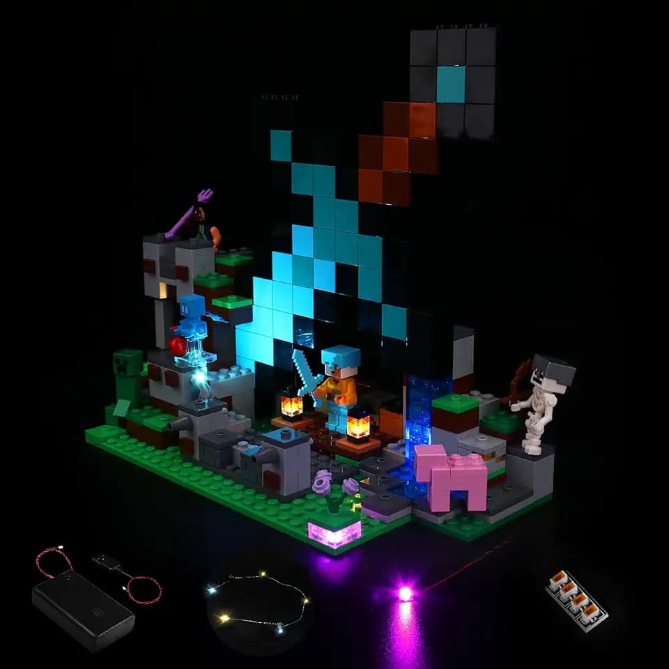 LocoLee LED Licht Kit Kompatibel mit Lego 21244 Minecraft Schwert-Außenposten - Leuchtdioden, Kein Modell, Nur Licht Kit für Fans