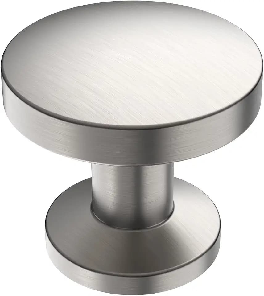 Alzassbg 1.1" Brushed Satin Nickel Round Cabinet Knobs 10 Pack, AL6044SN