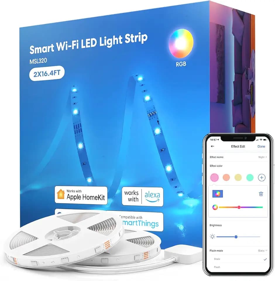 meross Smart LED Strip Lights, 32.8ft, Work with Apple HomeKit and Alexa