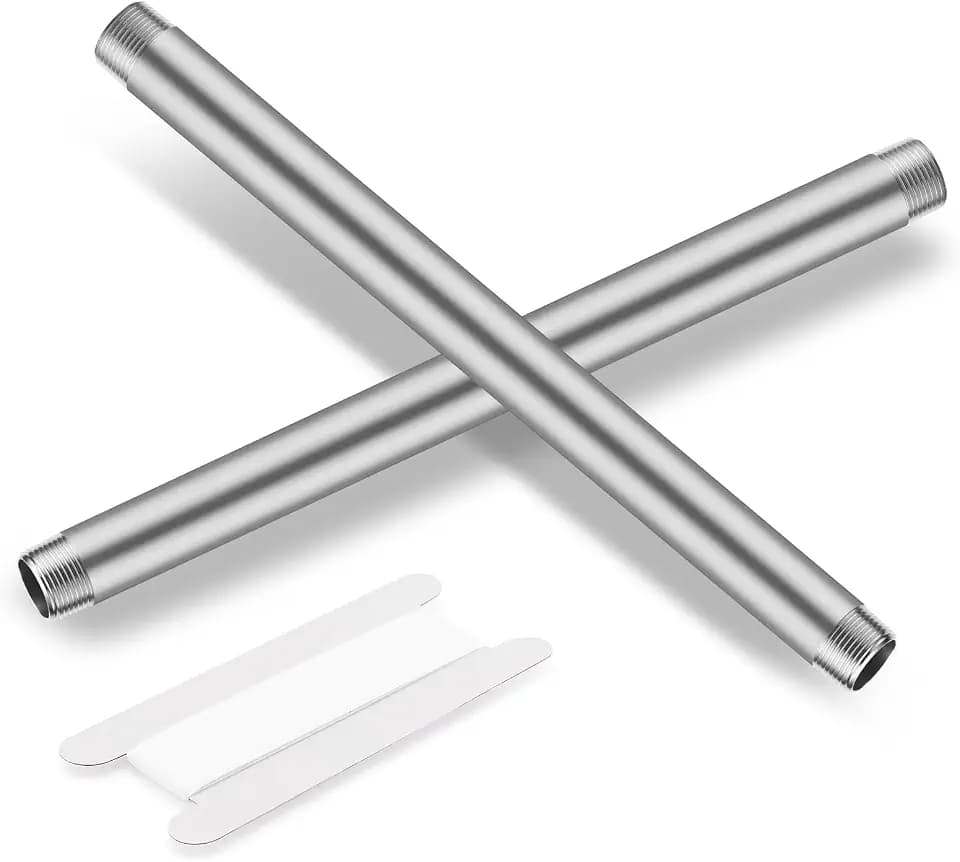 1/2"x10" 304 Stainless Steel Pipe, 1/2" NPTx 1/2" NPT Male Threaded Nipple, SCH40 Heavy Duty Pre-Cut Steel Pipe for Plumbing Gas, Hydraulic, and Industrial Applications(10", 2 Piece)