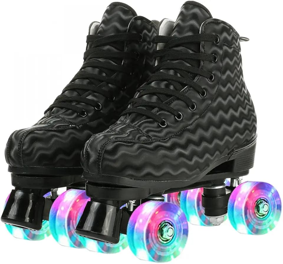 Jessie Women's & Men's Zebra Printed High-Top Roller-Skates, Four-Wheel Shiny Roller-Skates for Adult Youth Outdoor, with Shoes Bag
