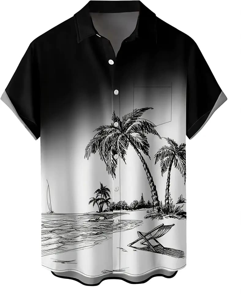 Hawaiian Shirts for Men Loose Short Sleeve Mens Beach Shirts Resort Casual Shirts