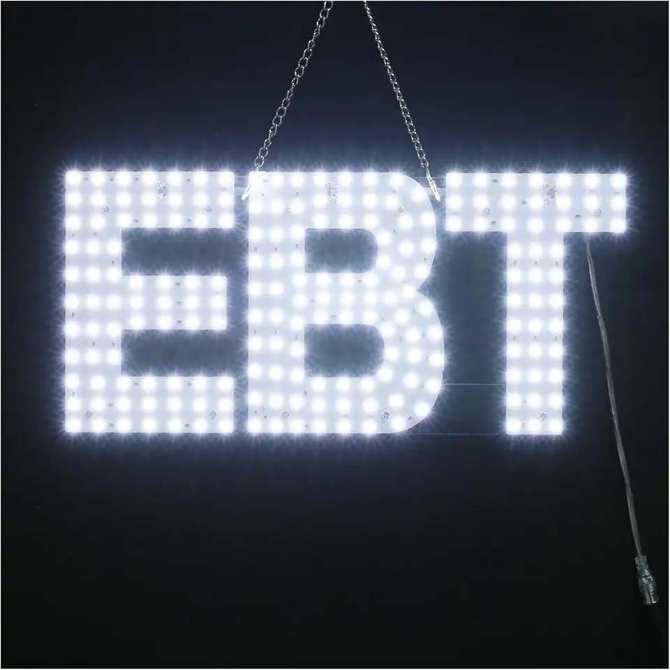 30"x10" Large LED EBT Signs for Smoke Shops, Super Bright Unique Design EBT Sign with Hanging Installation, High Visibility EBT Sign for Stores Retail Shops Window (White)