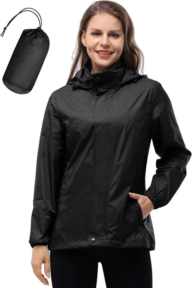 33,000ft Damen Wasserdichte Faltbar Regenjacke Atmungsaktive Windbreaker