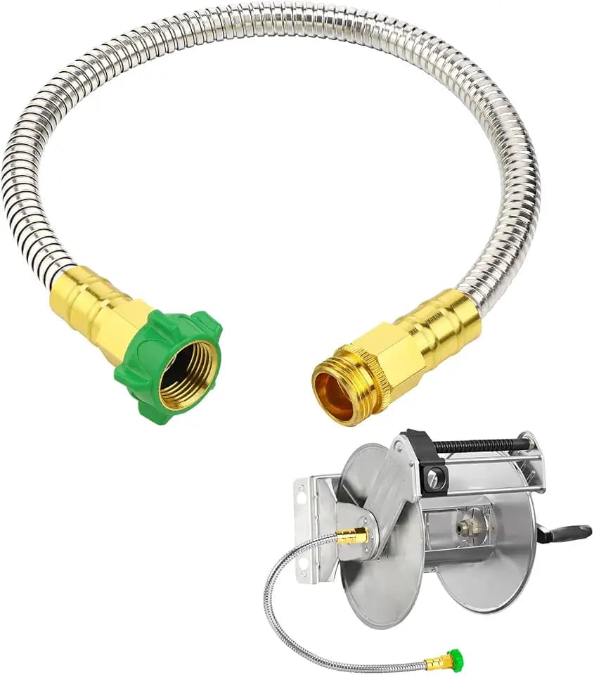 2ft Short Metal Garden Hose with Male to Female Connector