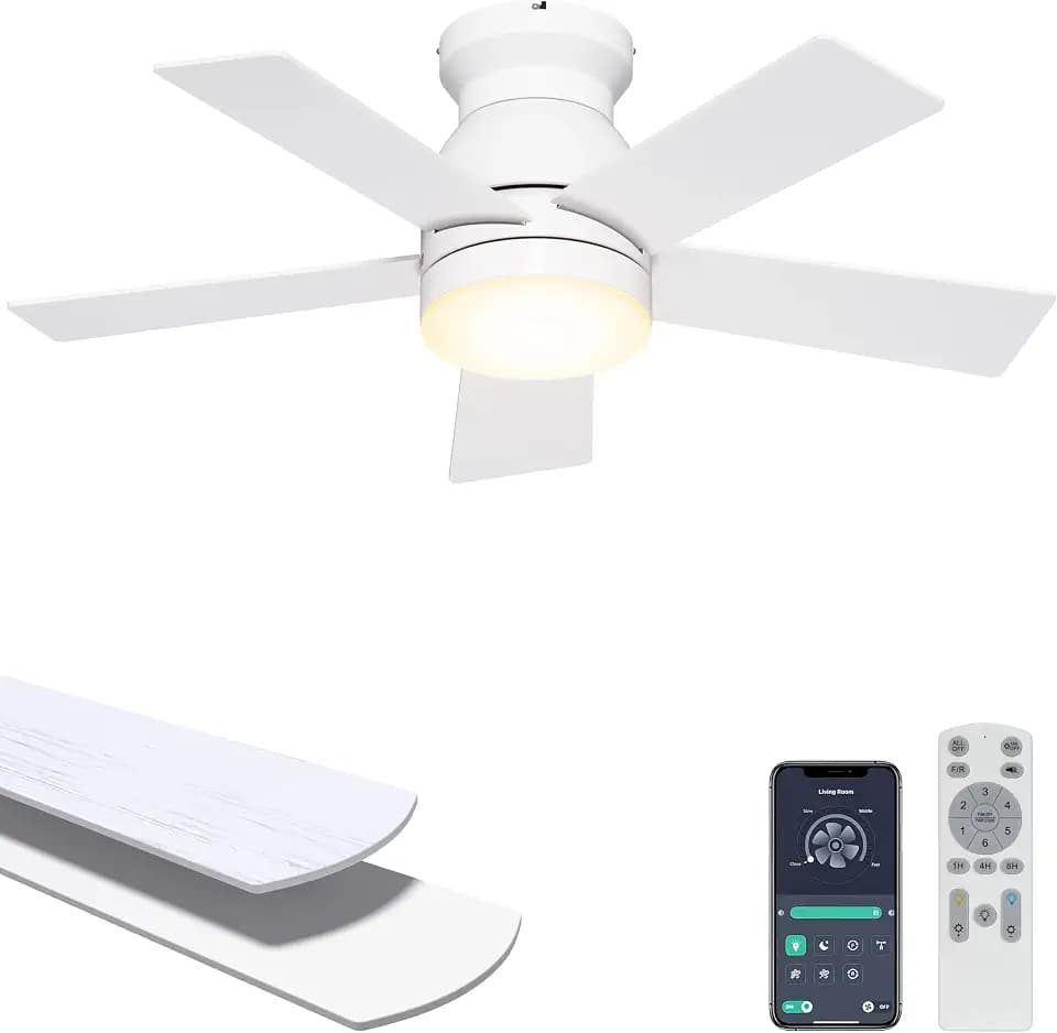 Ohniyou 32'' Low Profile Ceiling Fan with Lights, Remote/APP Control, White