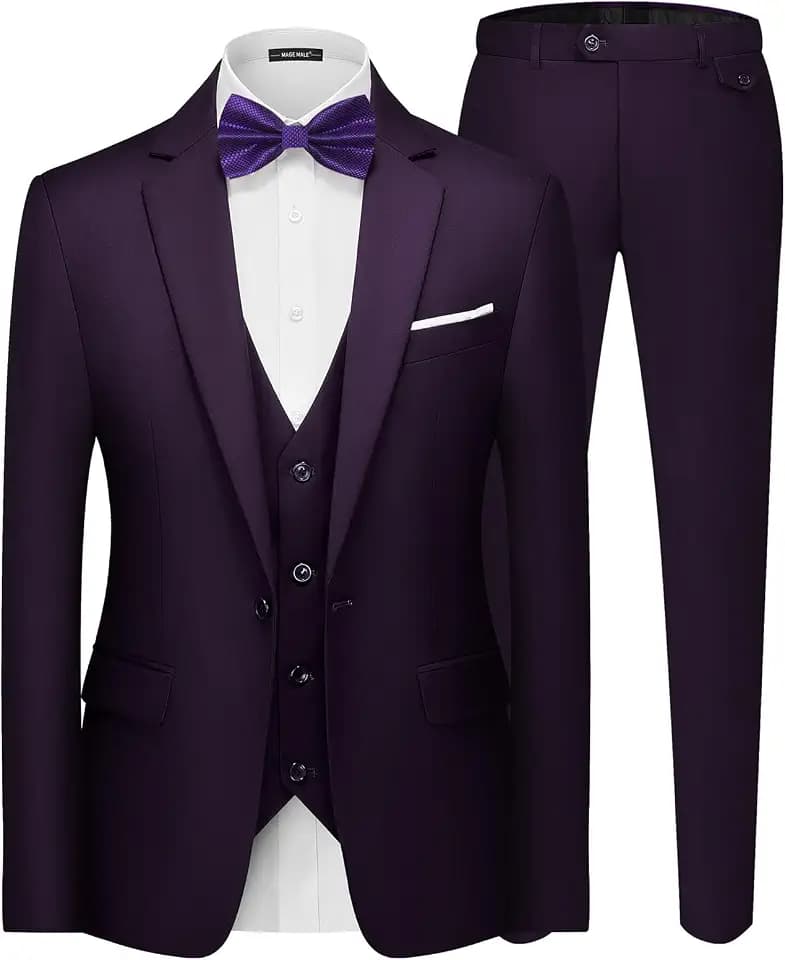 Herren Anzüge Slim Fit 3 Teilig EIN Knopf Anzug für Hochzeit Business Herrenanzug Sakko Hose Weste