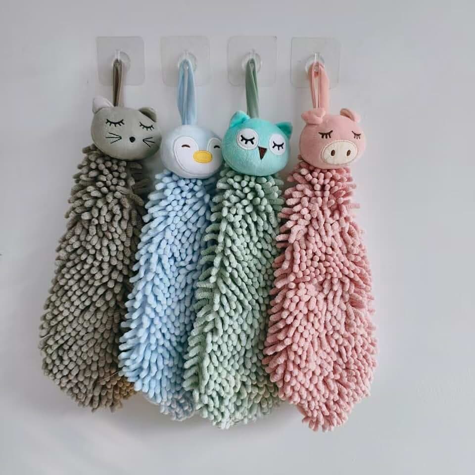 CSBXC Cute Chenille Hanging Hand Towels for Kitchen Bathroom – Quick Dry Microfiber Hand Towel with Hanging Loop-Cute Decorativ Set for Home, Farmhouse Kitchen Decor (4 Pack)