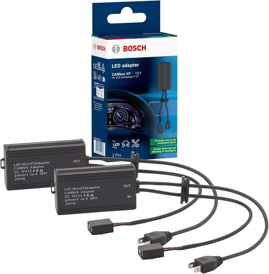 Bosch LED CANbus-Adapter - zur Nachrüstung von H7-LED Powerlight+, 12 V/12 W - Vermeidung von Fehlermeldungen, Flackern sowie Dimmen, 2 Stück