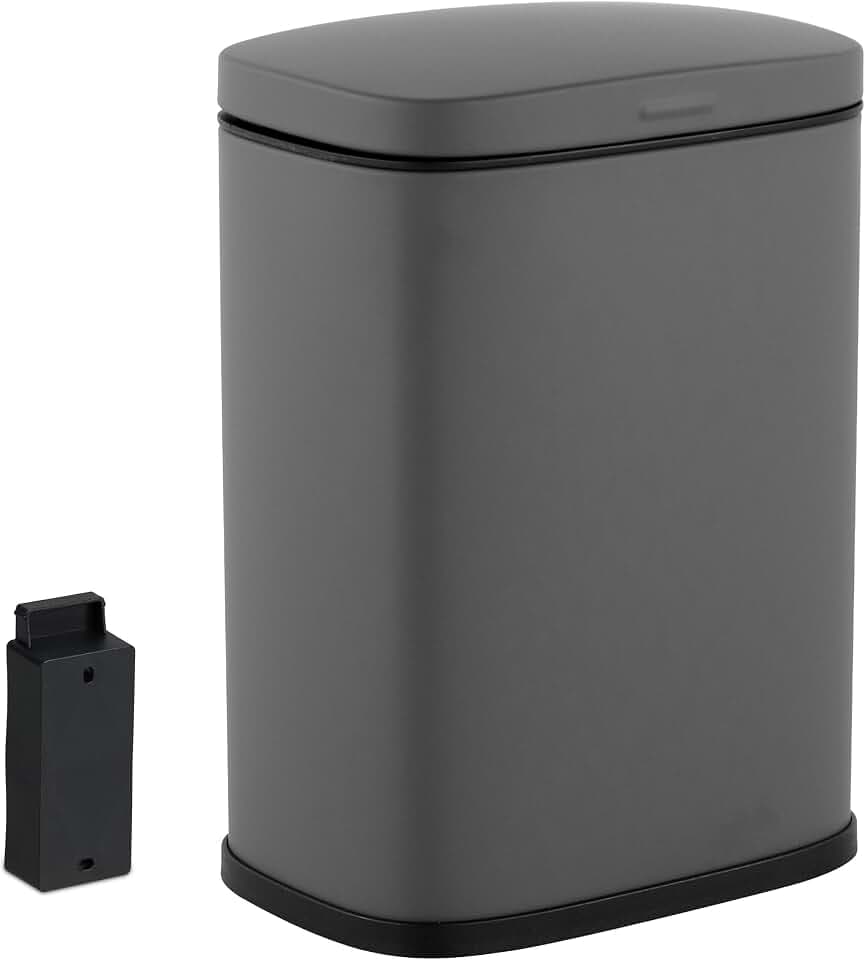 Relaxdays Kosmetikeimer Wandmontage, 3 l, Absenkautomatik, Inneneimer, Metall, eckiger Badezimmer Mülleimer, Farbwahl