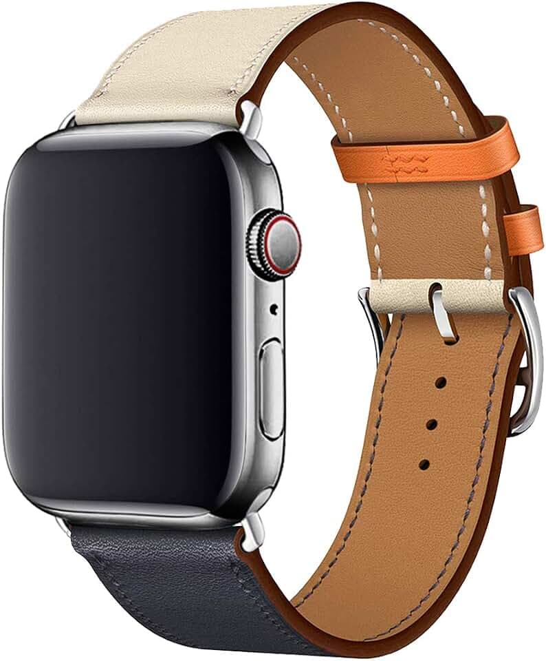 MroTech Armband Kompatibel für iWatch Ultra 49mm 46mm 45mm 44mm 42mm Lederarmband Ersatzarmband für Serie 10/9/8/7/6/SE/SE2/5/4/3/2/1 Elegant Uhernarmband für Männer Frauen 42/44/45/46/49 mm Indigo
