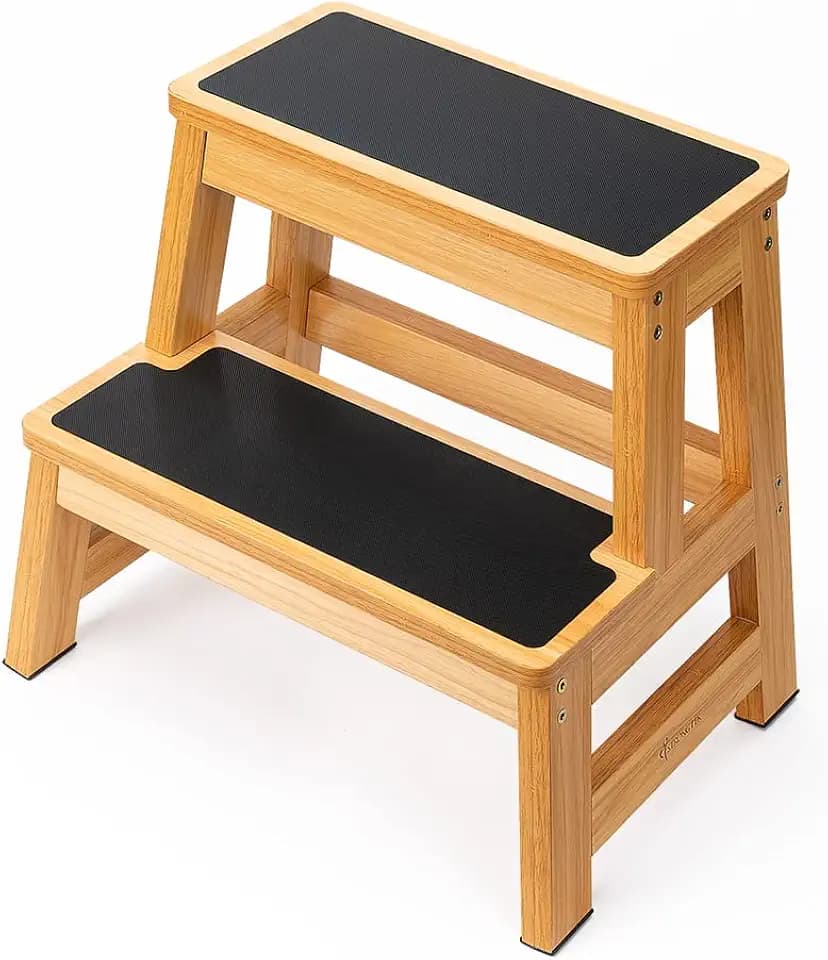 StrongTek Tritthocker 43cm Holz rutschfest Tragkraft Bis 227 kg