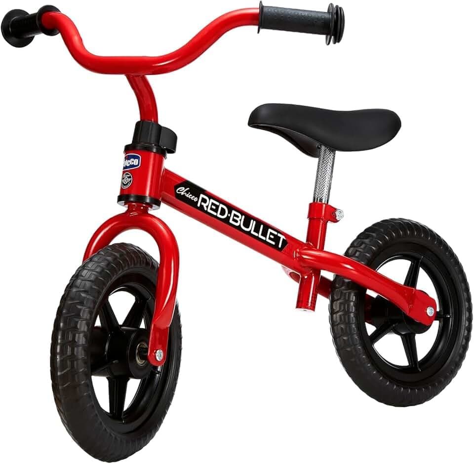 Chicco Red Bullet Laufrad für Kinder 2-5 Jahre, Kinder Laufrad fürs Gleichgewicht, mit höhenverstellbarem Sattel und Lenker, max. 25 kg, Rot - Spielzeug