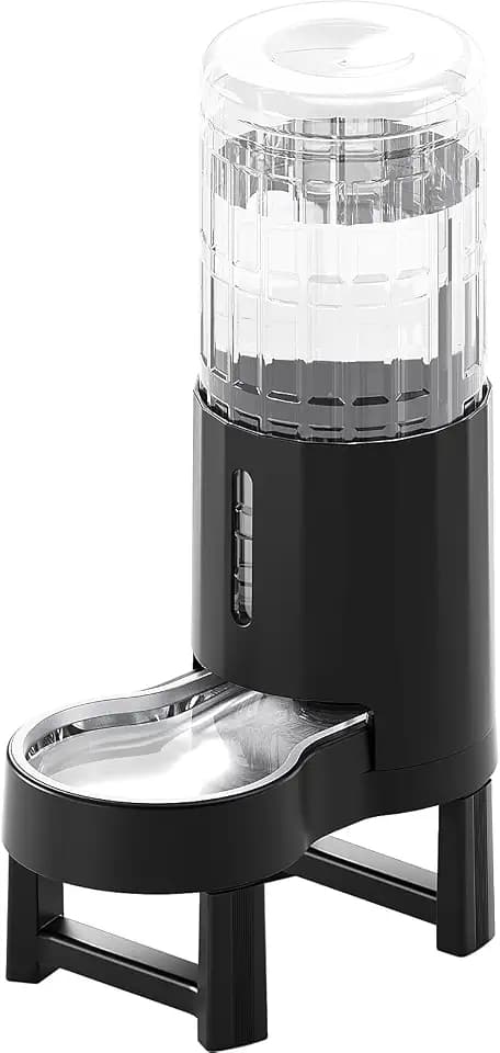 CZPET Gravity Dog Water Bowl Dispenser, Wider Mouth (9.5L+Stand,Black)