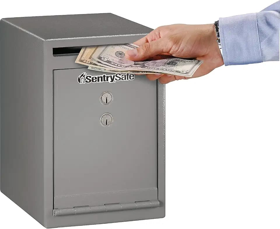 SentrySafe Depository Safe with Dual Key Lock, Steel Drop Slot Safe for Offices and Businesses, Stores Cash Deposits, 0.38 Cubic Feet, 12 x 8 x 10.3 Inches, UC-039K