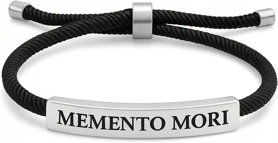 Memento Mori Bracelet for Men & Women, Momento Mori Engraved Plate, Stoic