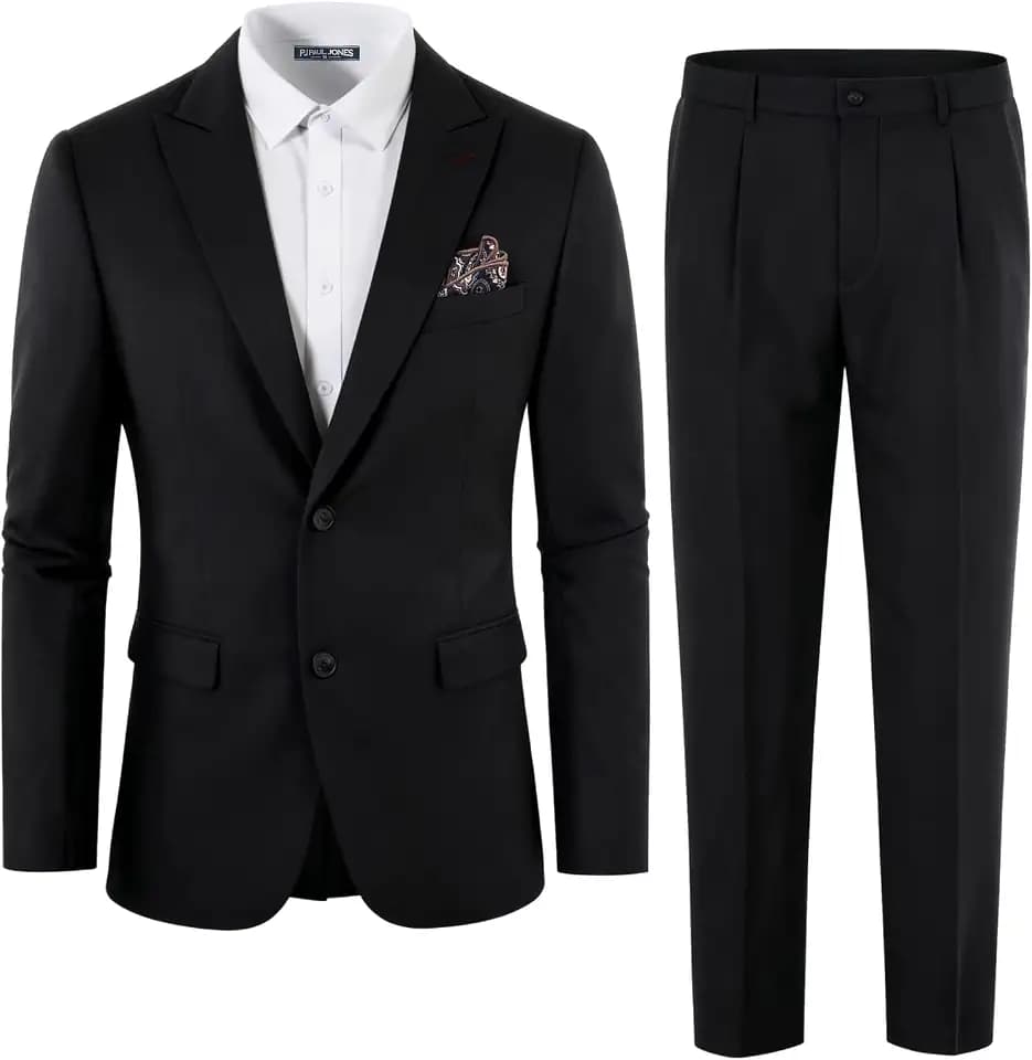 PJ PAUL JONES Herren Business Anzug Set 2 Teilig Slim Fit Sakko mit Kerbkragen Knopf Blazer Hose