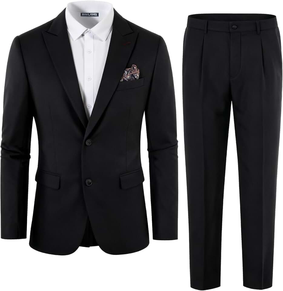 PJ PAUL JONES Herren Business Anzug Set 2 Teilig Slim Fit Sakko mit Kerbkragen Knopf Blazer Hose
