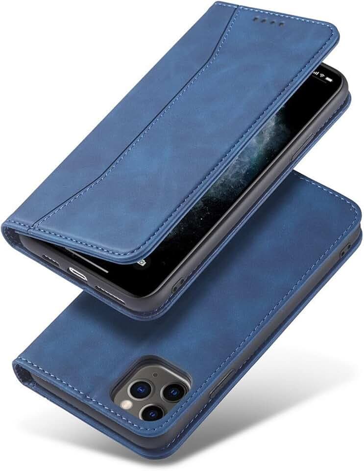 Schutzhülle für iPhone 13 Pro, 15,4 cm (6,1 Zoll), PU-Leder, Magnetverschluss, Klapphülle, kompatibel mit iPhone 13/12 Pro Max 5G, Blau