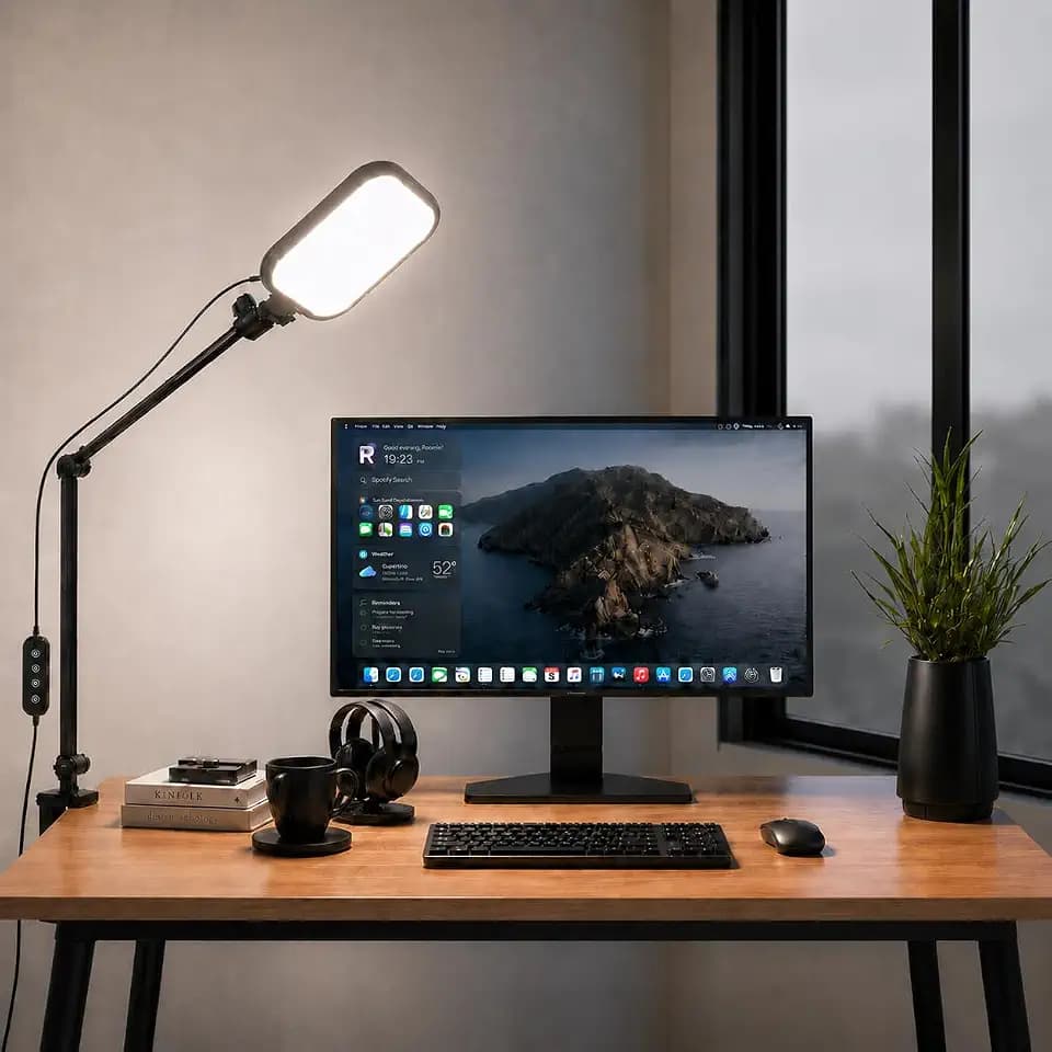 UBeesize 8" Streaming Light for Desk with C-Clamp & Adjustable Arm