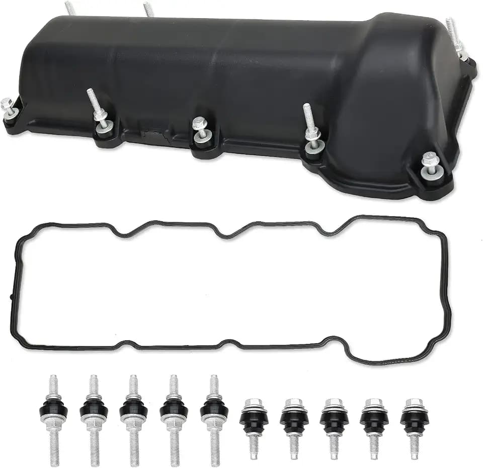 MITZONE Left Side Engine Valve Cover Kit with Gasket & Bolts Compatible with 2004-2011 Dodge Dakota Durango Nitro RAM 1500 2002-2012 Jeep Commander Liberty 3.7L Replace# 53021937AC 53021937AD