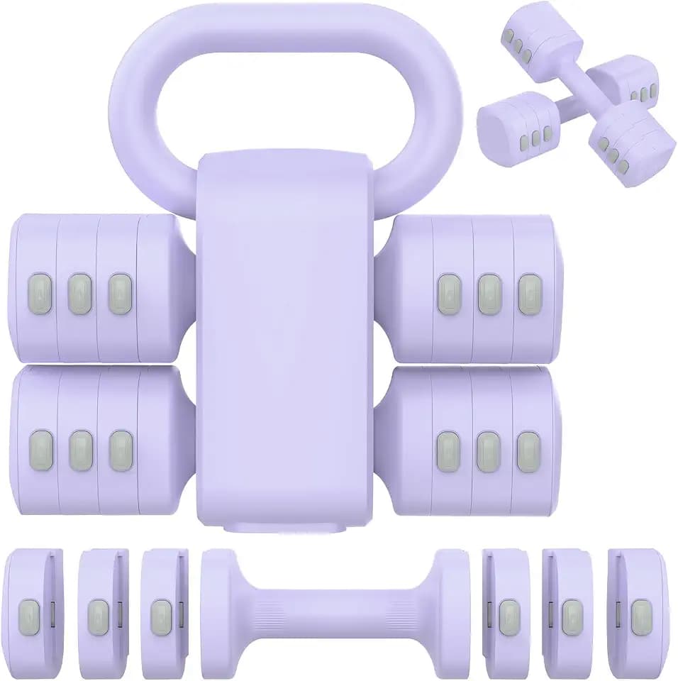 Hezeyferg Adjustable Dumbbell Set, 2-in-1 Hand Weights with Kettlebell Form