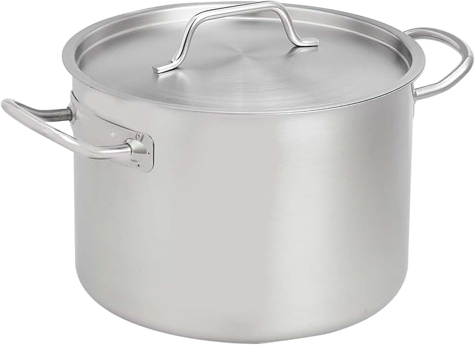 Amazon Basics Suppentopf mit Deckel, Edelstahl mit Aluminiumbeschichtung, 9,5 l, Silber