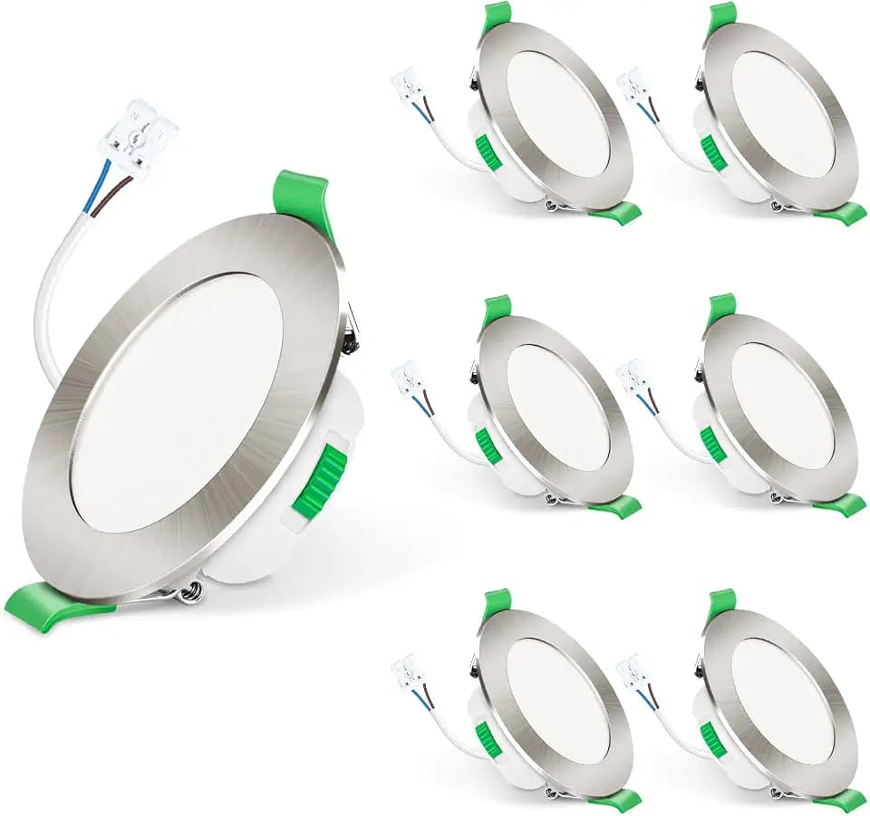 ALUSSO IP65 LED Einbaustrahler 7W 3CCT Dimmbar 68mm Spots, Nickel 6er Set