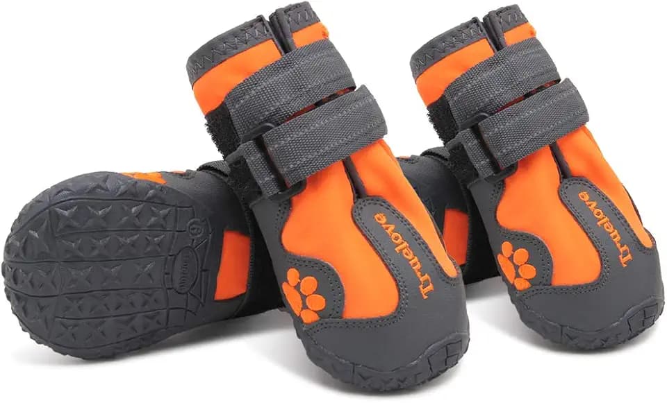 Truelove Pfotenschutz Hundestiefel,Wasserdicht Hundeschuhe mit Reflektierenden Riemen für Kleine, Mittelgroße und Große Hunde