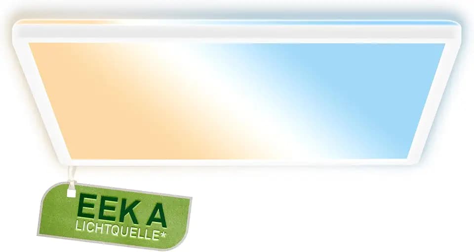 BRILONER - LED Panel mit EEK A Lichtquelle, 14,2 W, 3000lm, flach, CCT warmweiß bis kaltweiß, indirektes Licht, LED Lampe, Deckenleuchte, Wohnzimmerlampe, Deckenlampe, Flurlampe, 42x42x3 cm, Weiß