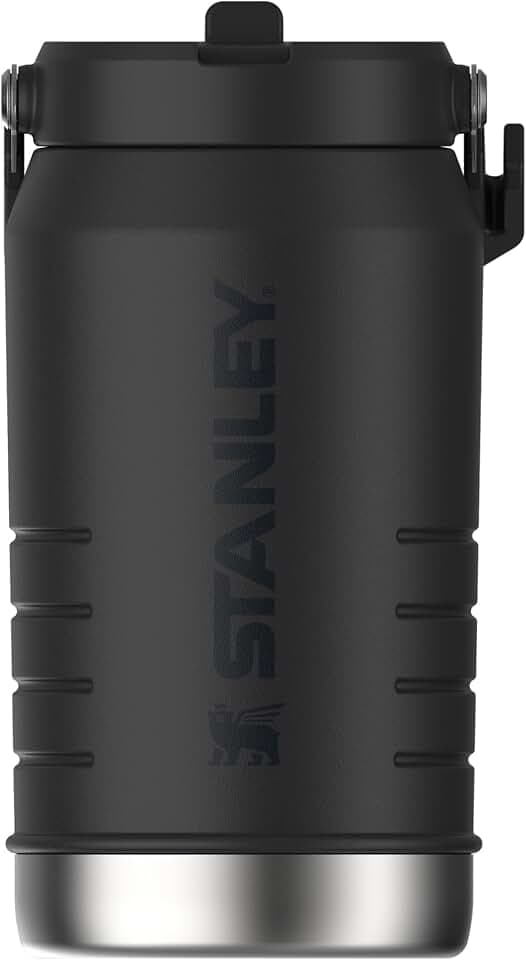 STANLEY 1913 IceFlow Flip Straw Jug 1.9L - Thermobecher Kühlt 20 Stunden - 4 Tage Eisgekühlt - Auslaufsicher - Leicht zu Tragen - Spülmaschinenfest - BPA Frei - Trinkflasche Sport - Black 2.0