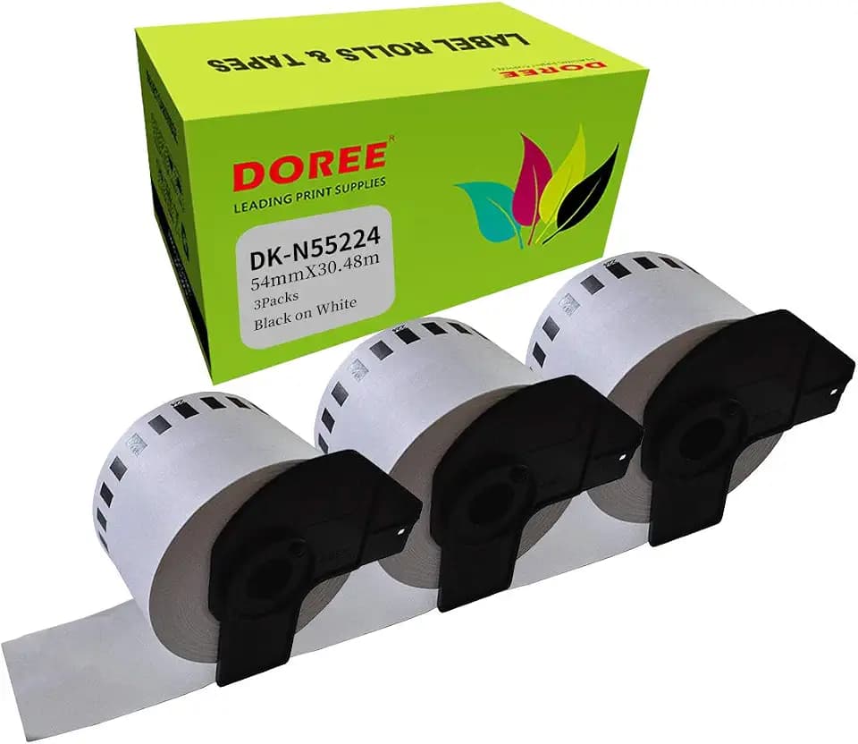 Doree 3 Rollen DKN55224 54mm x 30,48m Endlosetiketten Brother QL kompatibel