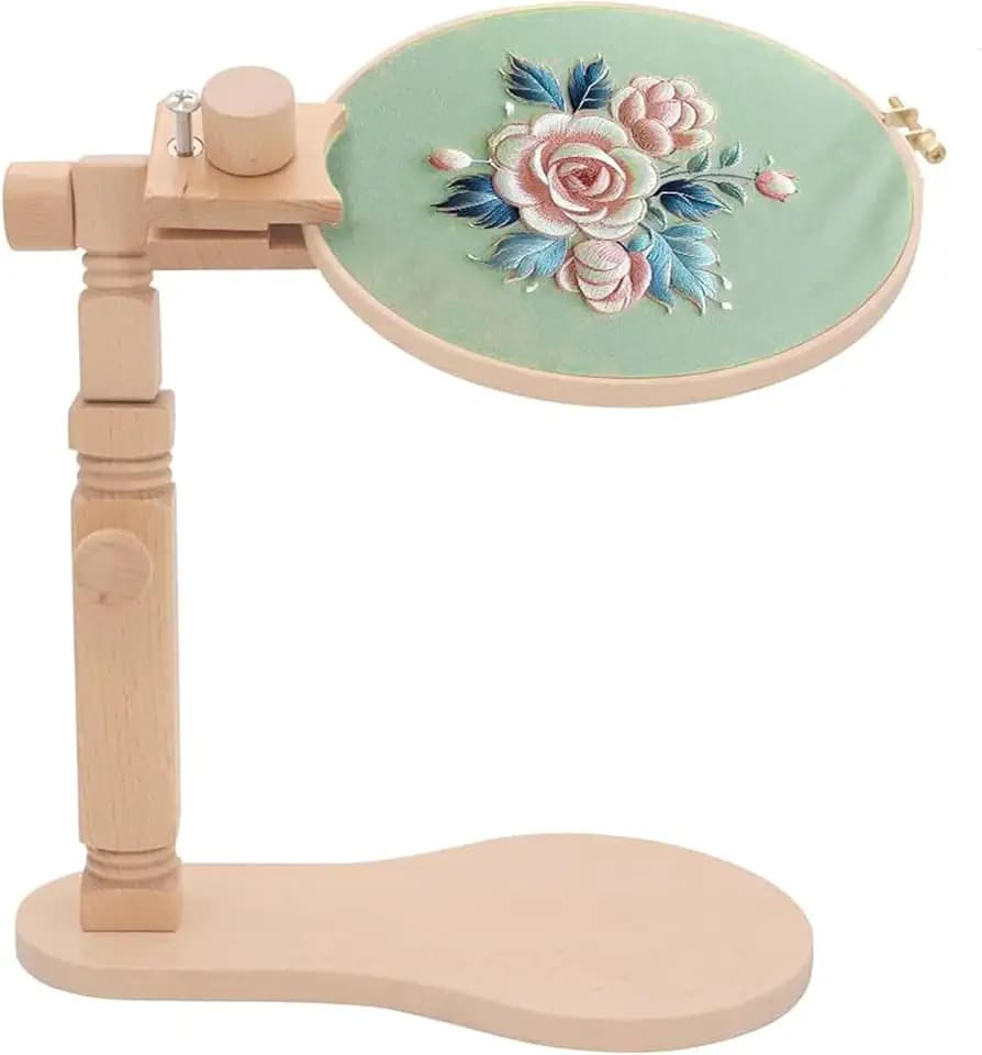 RoseFlower Kreuzstich Ständer Stickrahmen Holz Drehbarer Stickständer für Tisch Embroidery Hoop Stand Kreuzstichrahmen Einstellbare Nähwerkzeuge, DIY Handwerk Stickerei Nähen Werkzeuge #2