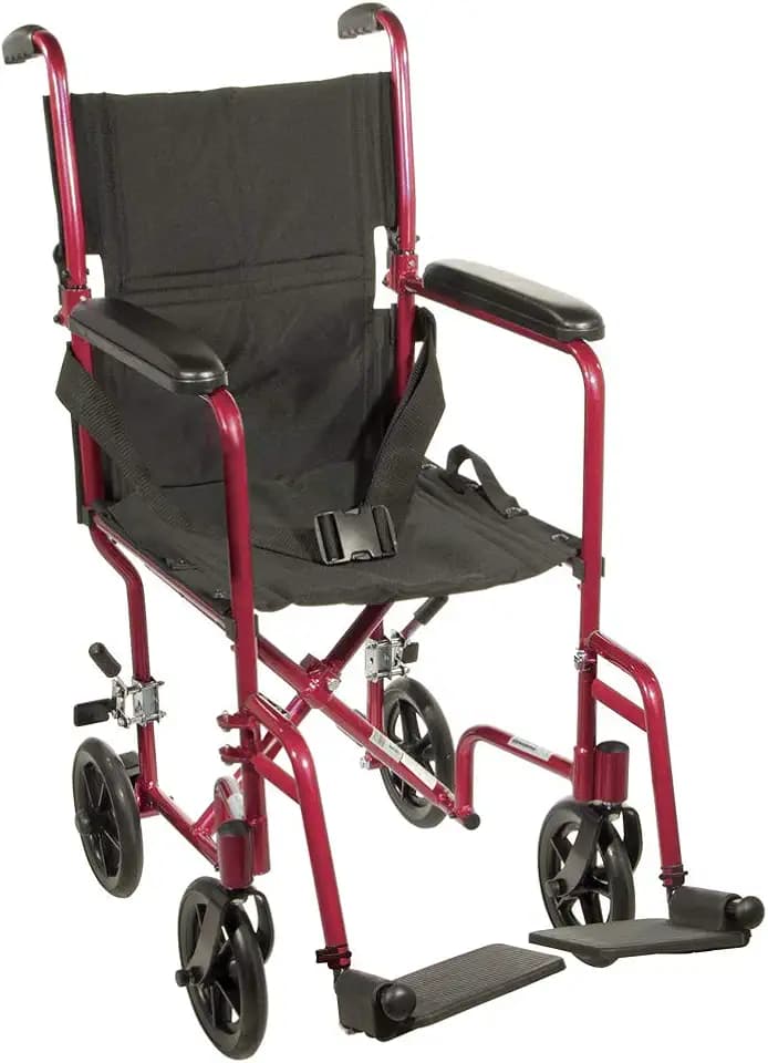 Drive Medical Deluxe Lightweight Aluminum Transport Wheelchair, Black