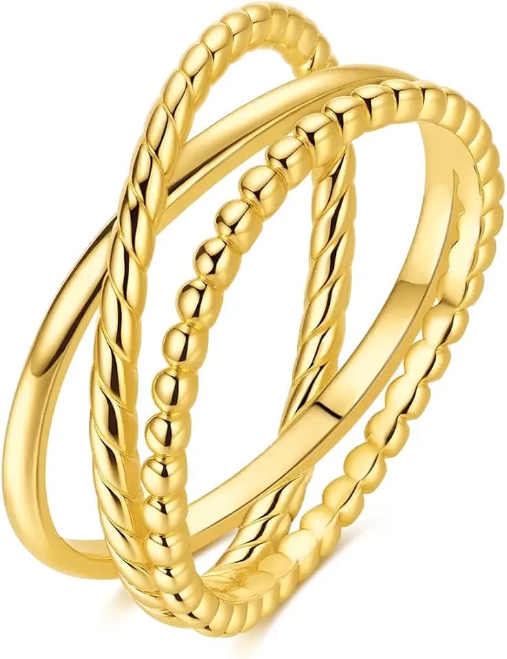 NARMO S925 Rings for Women Entwined Line Band Ring Silver Ring Size 6-9