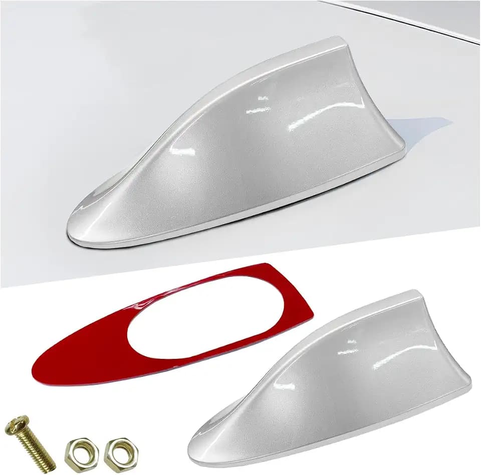 ZIMISI Car Shark Fin Antenna Cover, Plastic Auto Top Roof Mount Antenna Cover Replacement with Adhesive Tape, Universal Auto Signal Roof Aerial Decoration Accessories for Car SUV Truck (Silver)