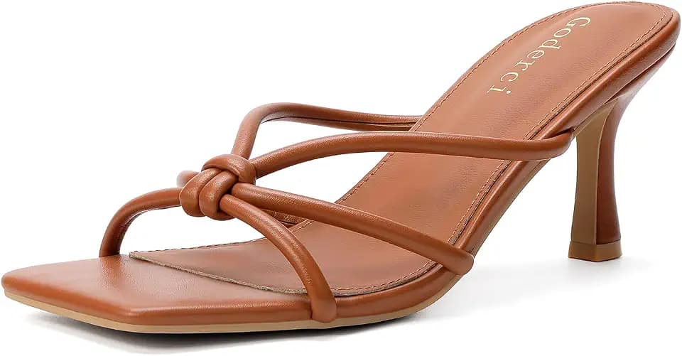 Goderci Kitten Strappy Heels for Women